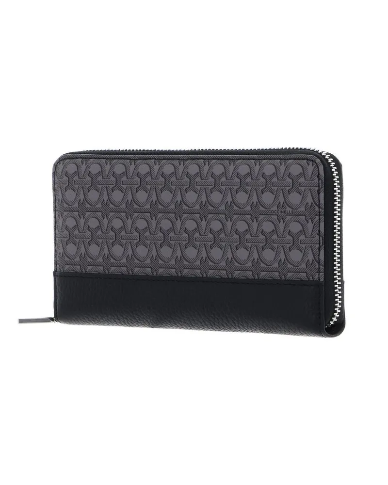 Coccinelle Metallic Monogram Cowhide Wallet — Black Black