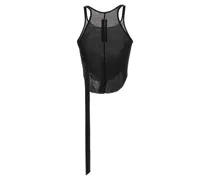 Semi-Transparent Cotton Tank Top — Black