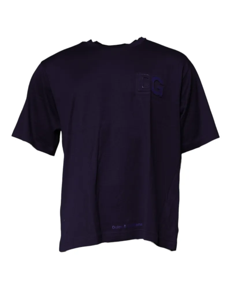 Dolce & Gabbana Men's Navy Blue Dg Logo Cotton Crew Neck T-Shirt Navy