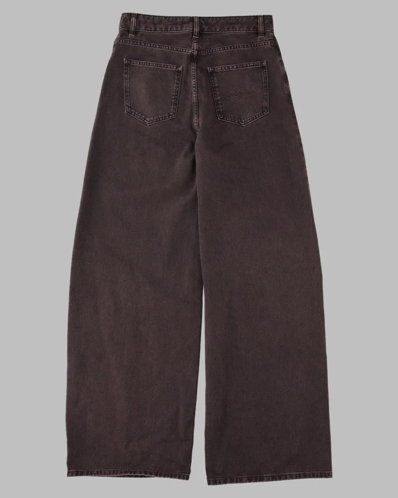 MSGM Wide-Leg Cotton Jeans — Brown Brown