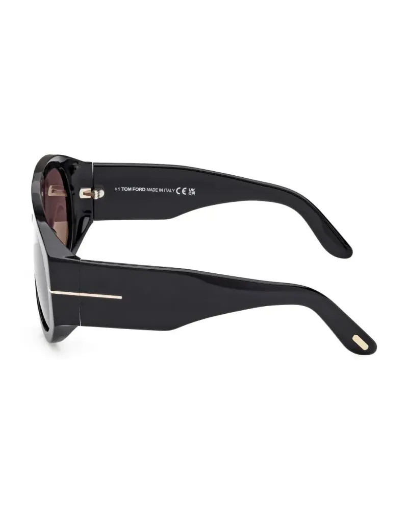 Tom Ford FT104401A Pilot Acetate Sunglasses — Black Black