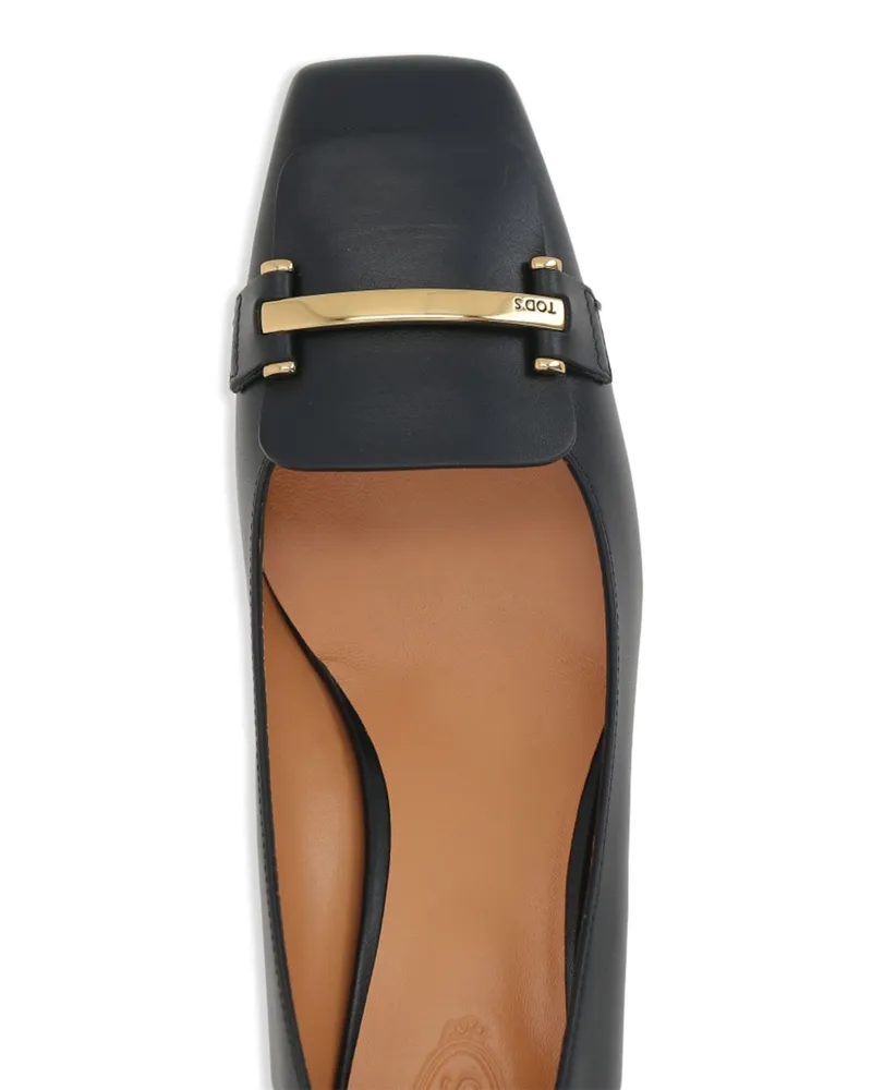 TOD'S Leather Block Heel Pump — Black Black