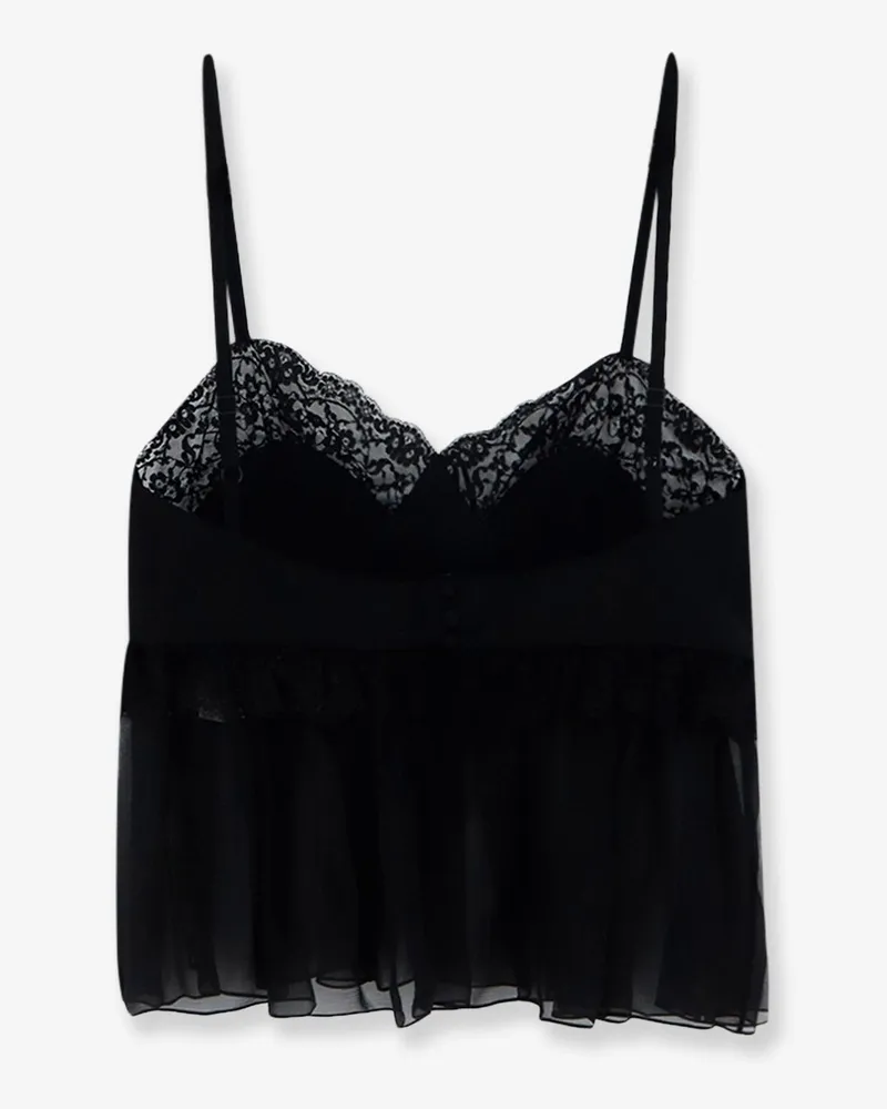 Chloé Women's Silk Lace-Trim Camisole Black T-Shirts & Jerseys Black