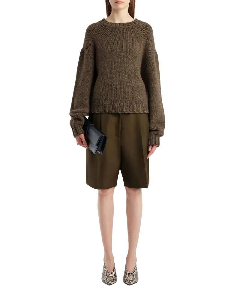 KHAITE Women's Pull Gemma En Maille Cachemire Khaki Knitwear Sweater Brown