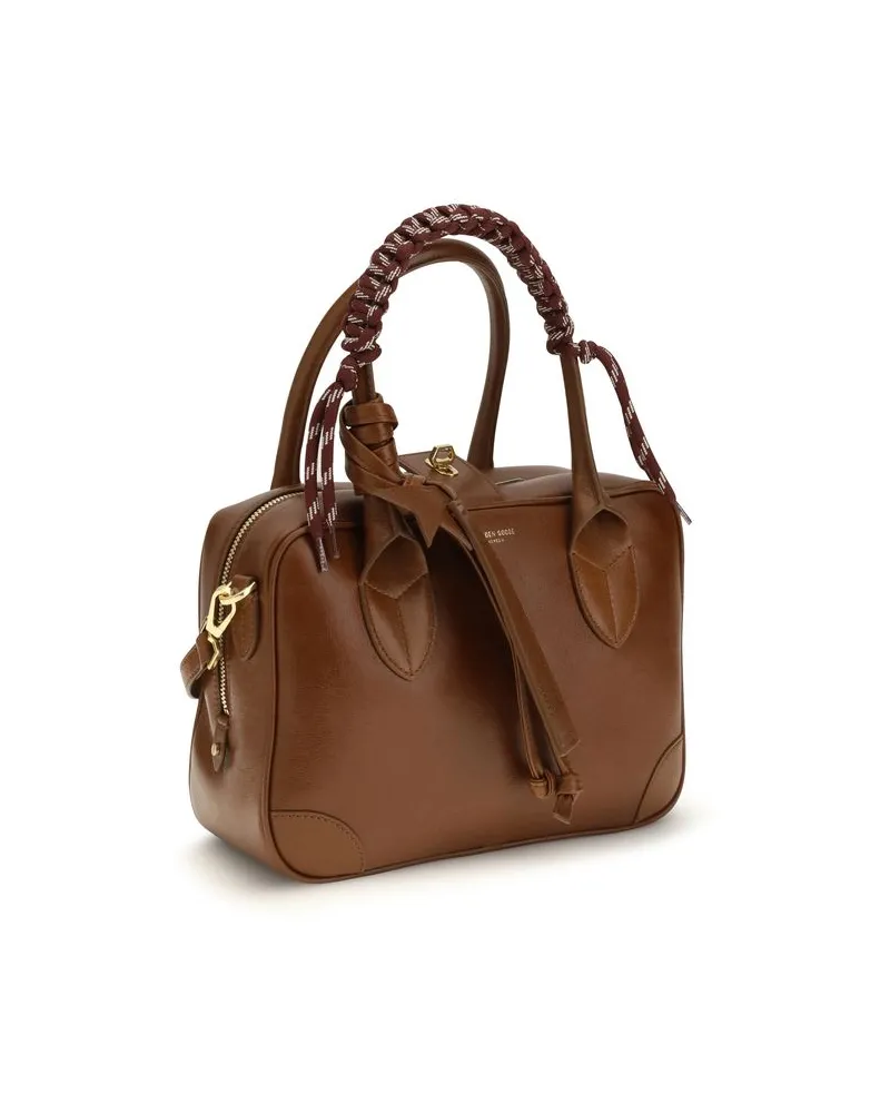 Golden Goose Vita Calfskin Leather Top Handle Bag — Brown Brown