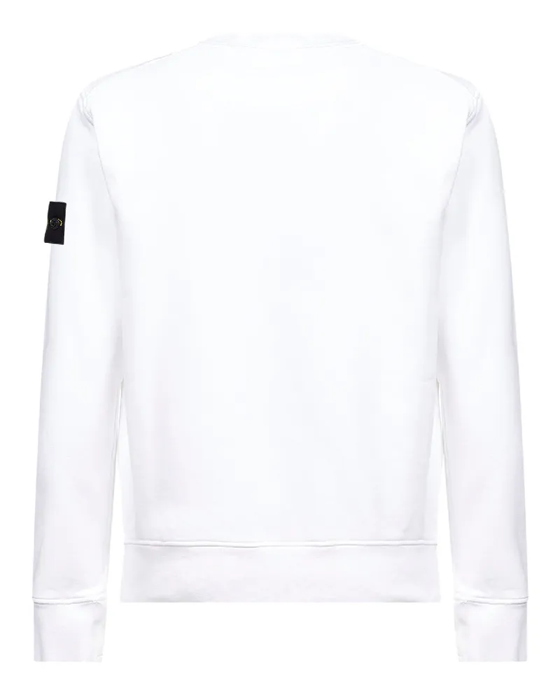 Stone Island Men's Organic Cotton Crewneck Sweatshirt White Sweatshirts Sweater White