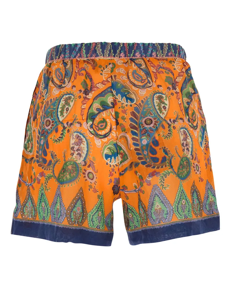 Etro Women's Shorts Orange Ramie Orange