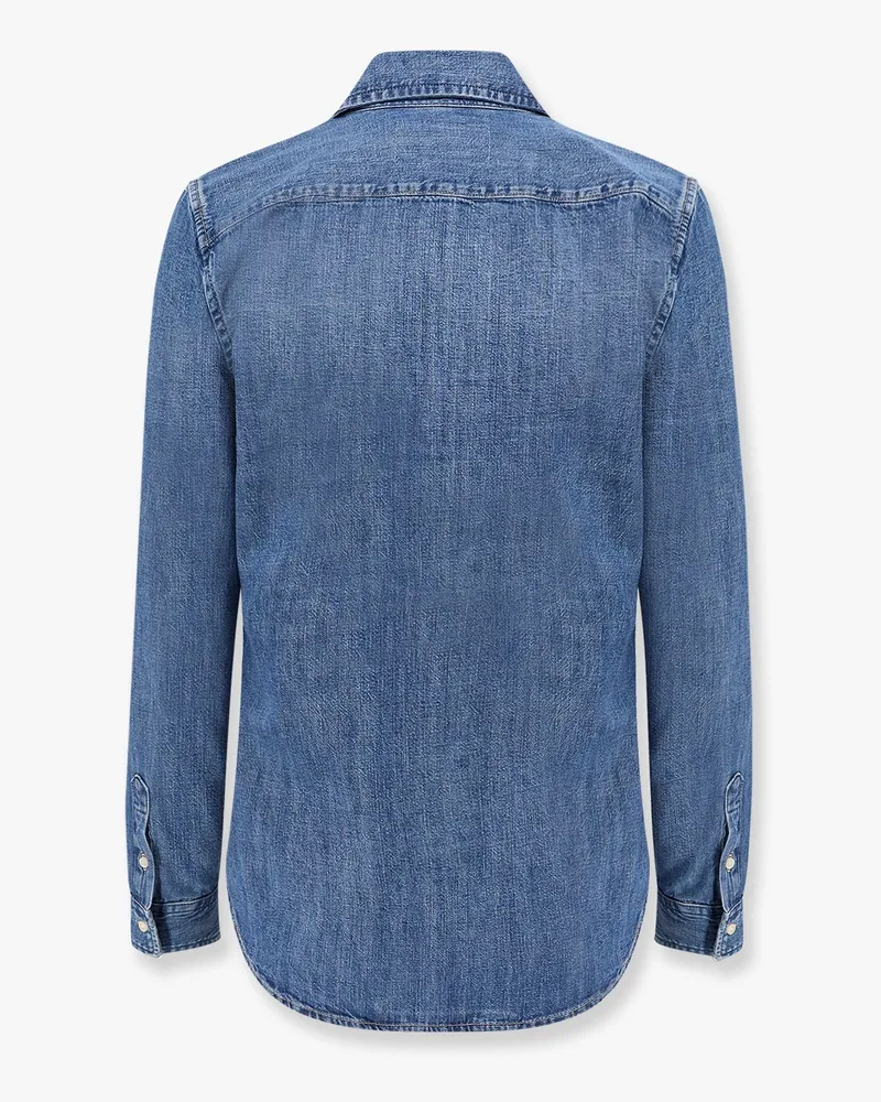 Ralph Lauren Women's Denim Shirt Embroidered Logo Blue Cotton 