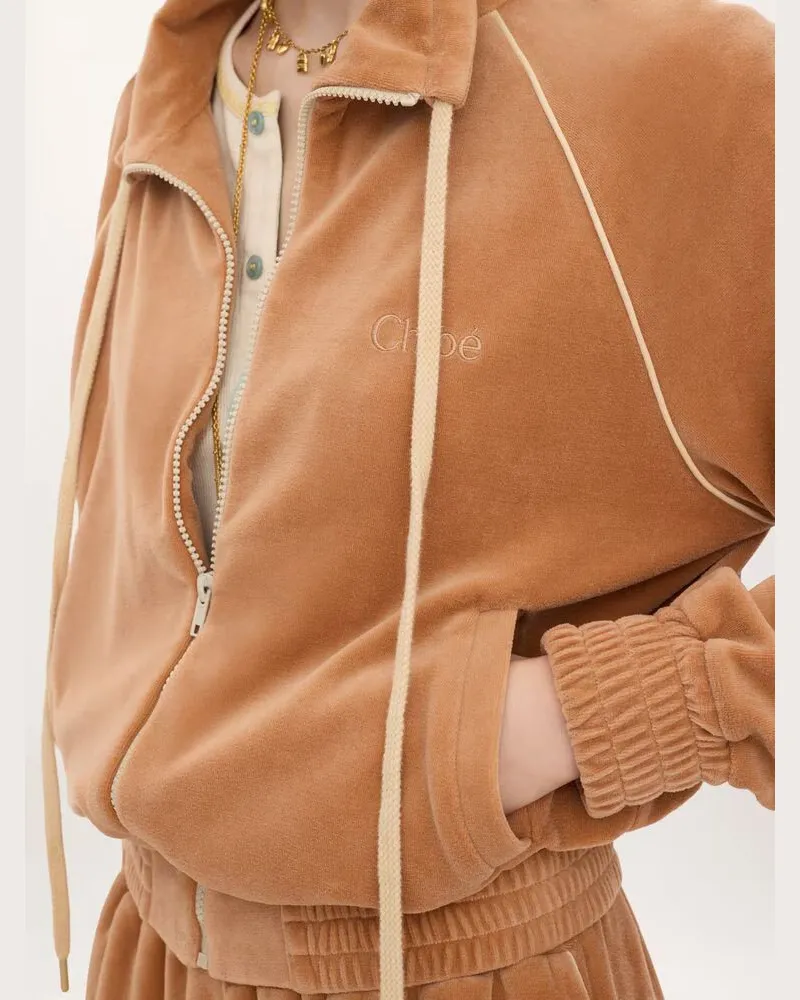 Chloé Contrast-Trim Track Vest — Salmon Salmon