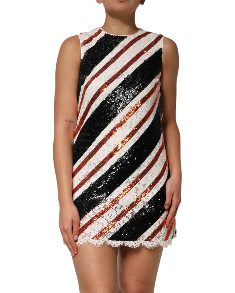 Dolce & Gabbana Women's Multicolor Sequin Embellished Shift Dress Nylon Multicolor