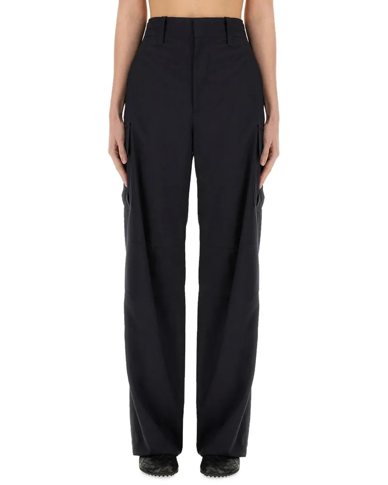 Bottega Veneta Pure Wool Cargo Trousers — Blue Blue