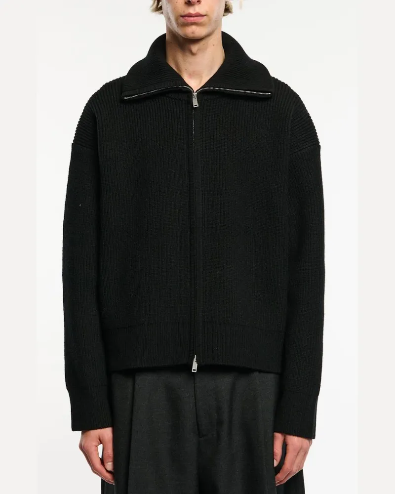 Studio Nicholson Ribbed Knit Cardigan — Black 