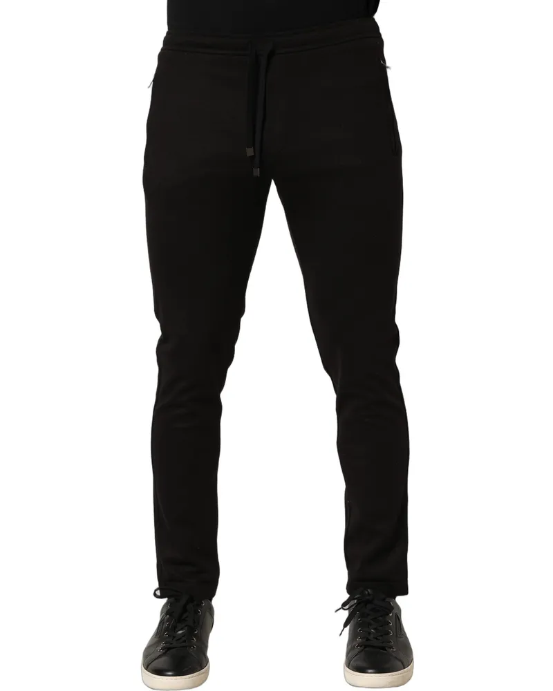 Dolce & Gabbana Men Virgin Wool Blend Joggers Black Elastane Nylon Black