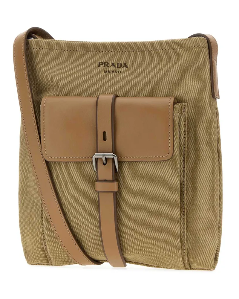 Prada Men's Route Crossbody Bag Beige Fabric Beige