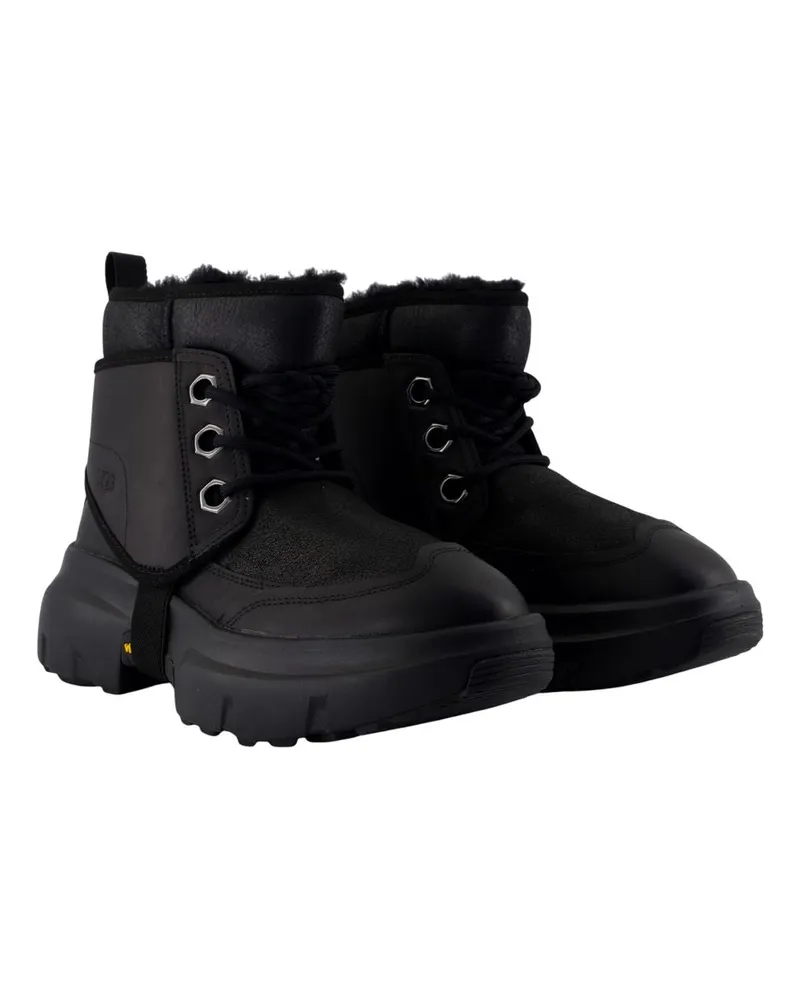 UGG Men's Jld Boots -  Leather Black Lambskin Shoes Ankle-Boots Black