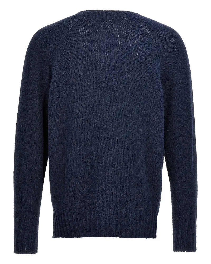 MA'RY'YA Cotton-Blend V-Neck Sweater — Navy Navy