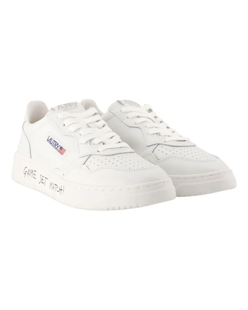 AUTRY Men's Medalist Low Sneakers -  Leather White Calfskin Shoes White