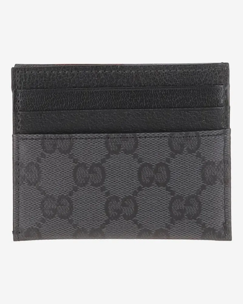 Gucci Men's Card Holder Black Leather Black-Black Wallets & Cardholders Black/black Black