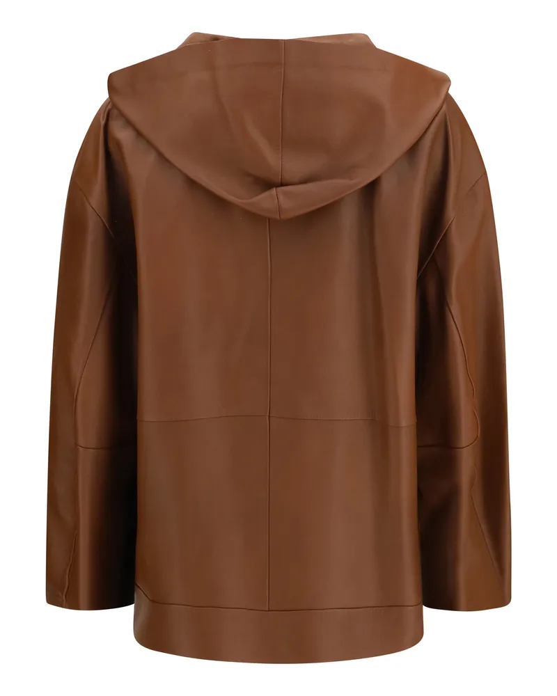 Max Mara Women's Cinoso Leather Jacket Cuoio Lamb Ovis Aries Brown