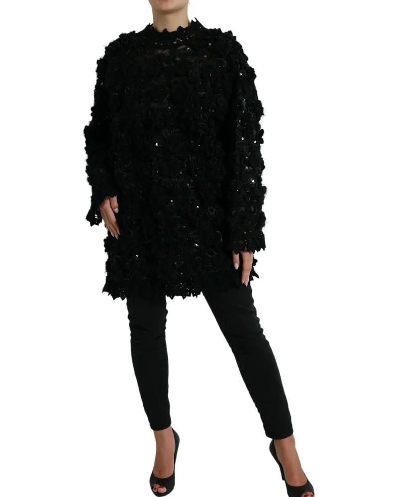 Dolce & Gabbana Women Sequin-Embellished Nylon Sweater Black Black