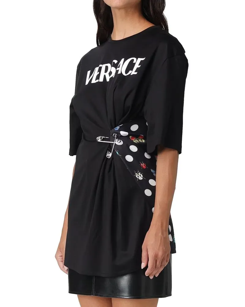 Versace Women's Black Cotton T-Shirt Black