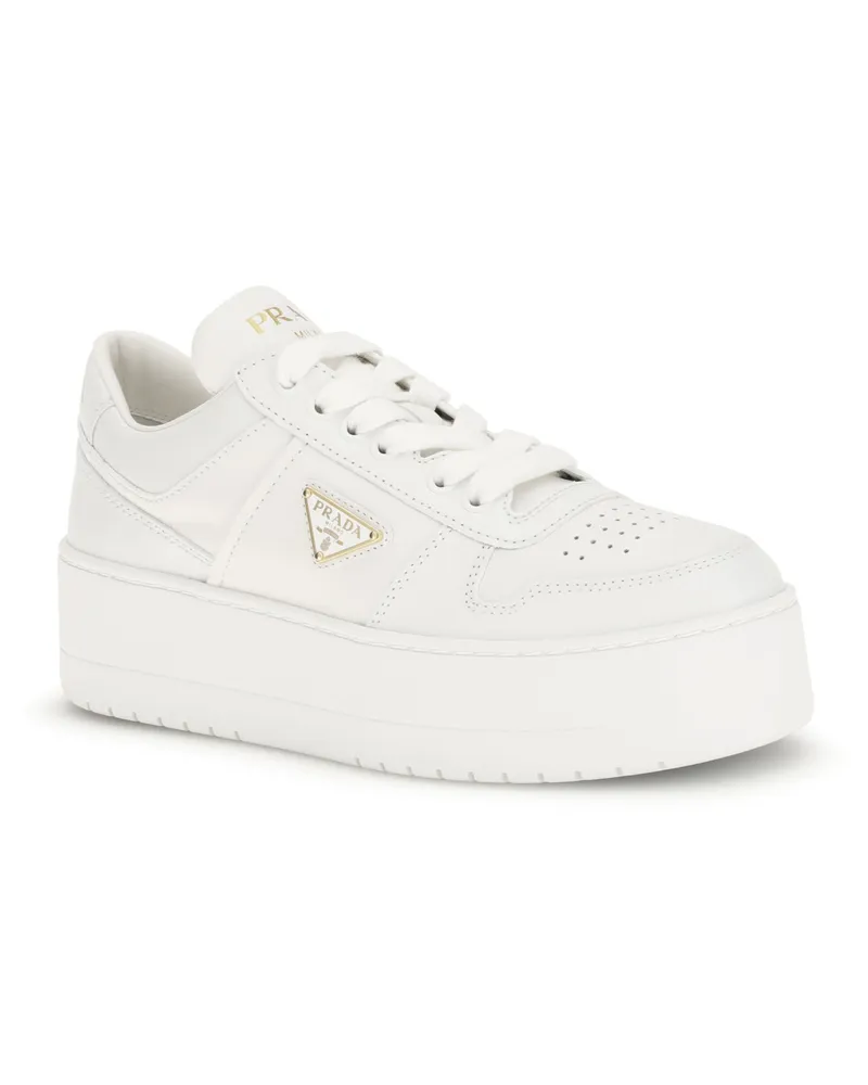 Prada Women's Downtown Bold Sneakers Bianco Lace Up White