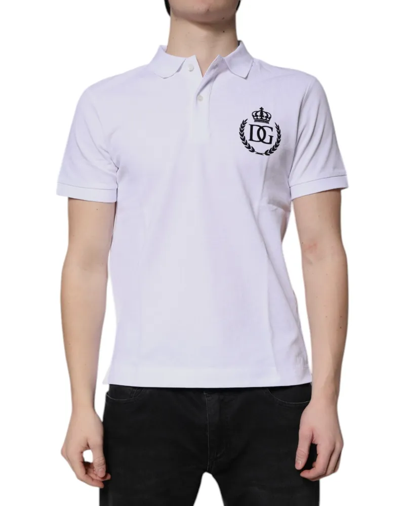 Dolce & Gabbana Men's Logo-Embroidered Cotton Polo White White