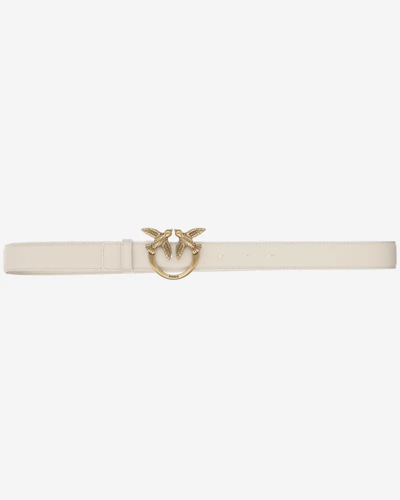 Pinko Women's Love Berry Leather Belt White White