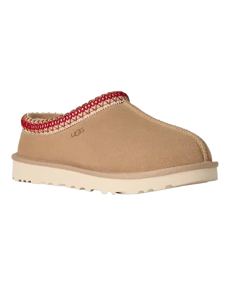 UGG Women's Mule Tasman Ii Sand-Dark Cherry Upper: Leather Slippers Sand/dark Flat Shoes Beige