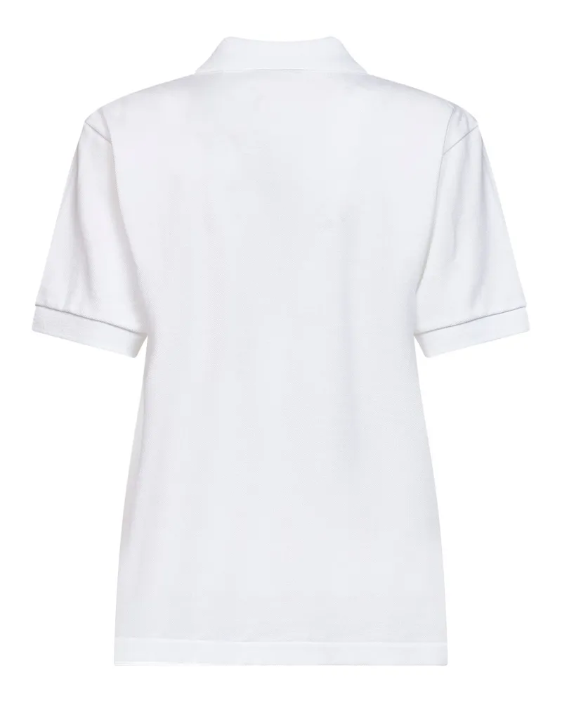 Comme des Garçons Women's Polo Shirt White Cotton Red Heart Emblem Tops White