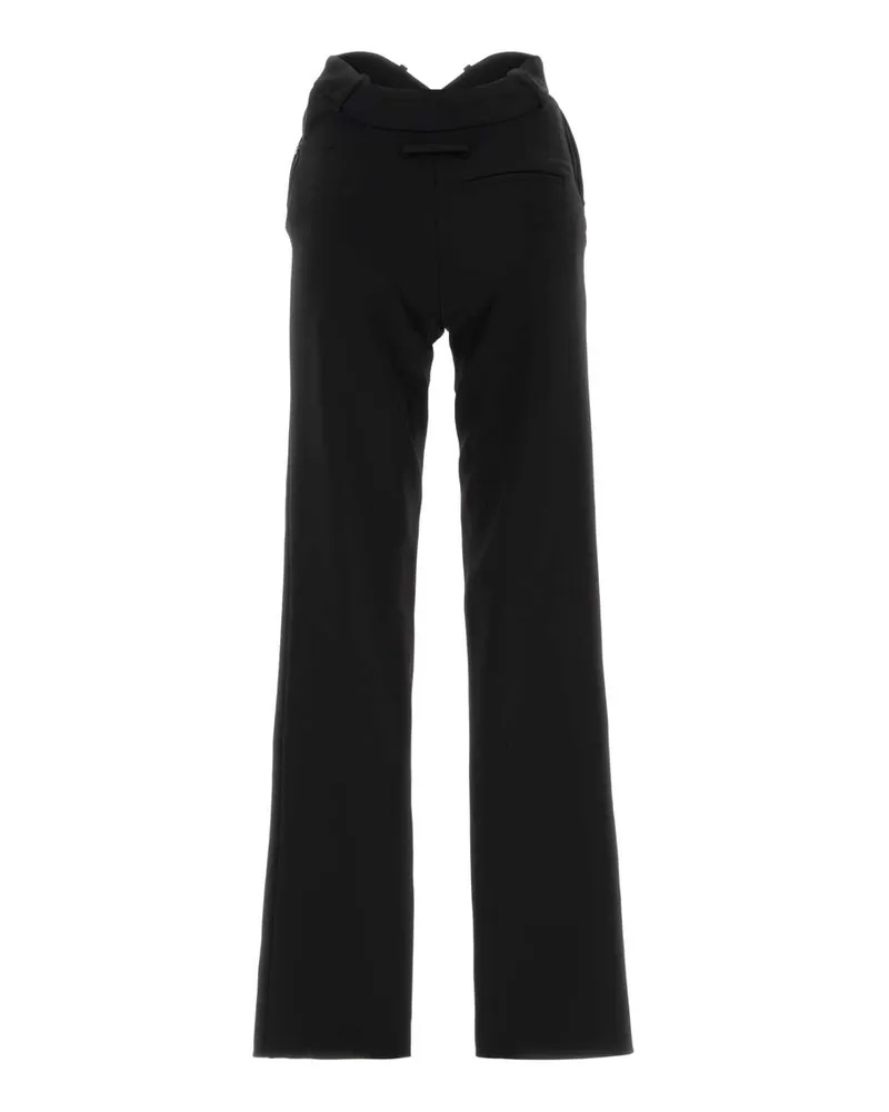 Jean Paul Gaultier Women's Wavy Waistband Tailoring Trouser Black Pantaloni Trousers Black