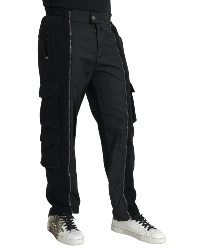 Dolce & Gabbana Men's Black Cotton Blend Skinny Pants Polyester Black