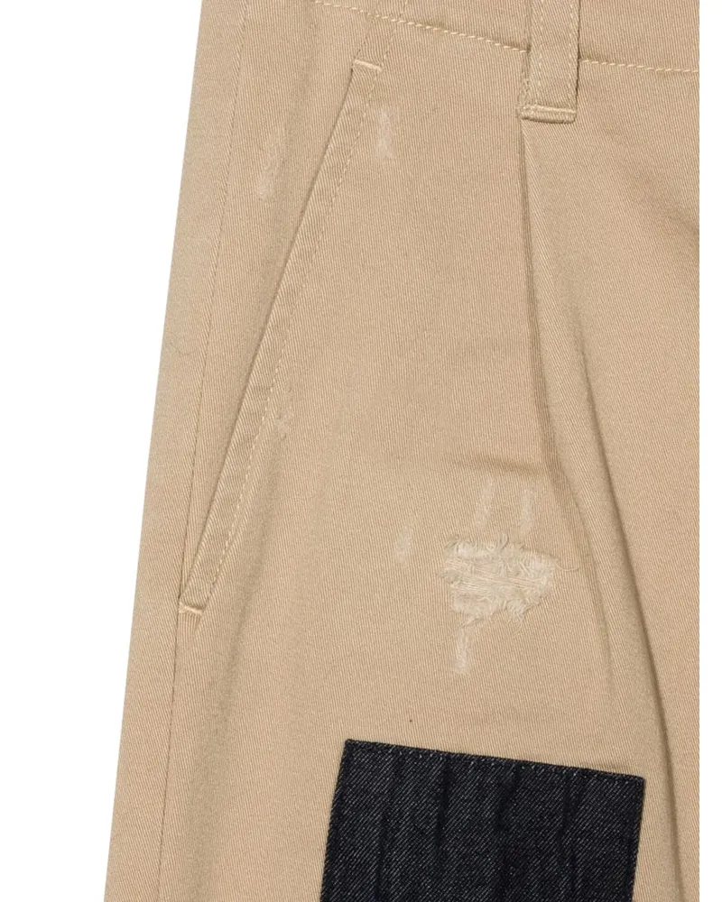 Dsquared2 Patch-Detail Cotton Trousers — Beige Beige