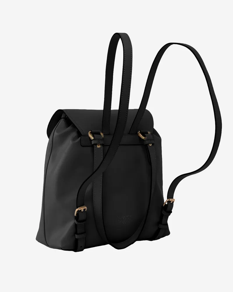 Pinko Women's Leather Backpack With  Lettering Black Backpacks Black