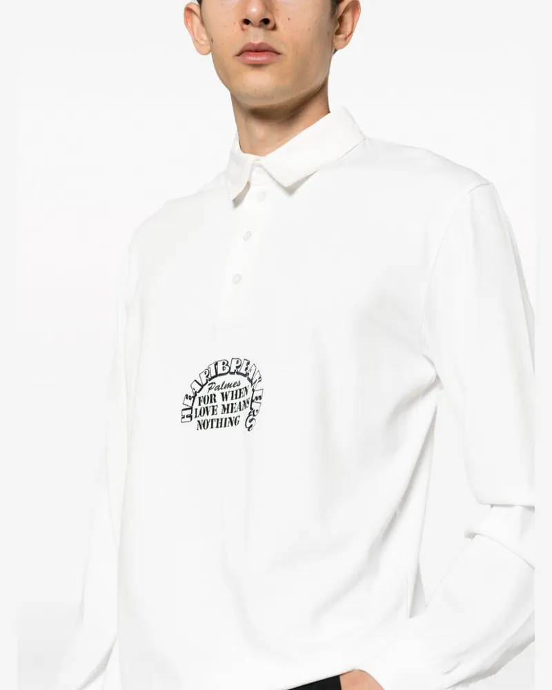 Palmes Slogan-Print Organic Cotton Shirt — white White