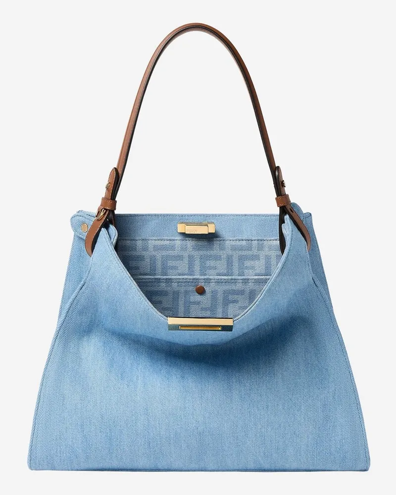 Fendi Women's Shoulder Bag Way Light Denim Cotton Blue