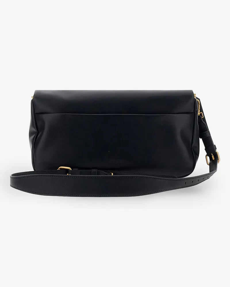 Pinko Women's Soft Horizontal Leather Crossbody Bag Black Shoulder Black