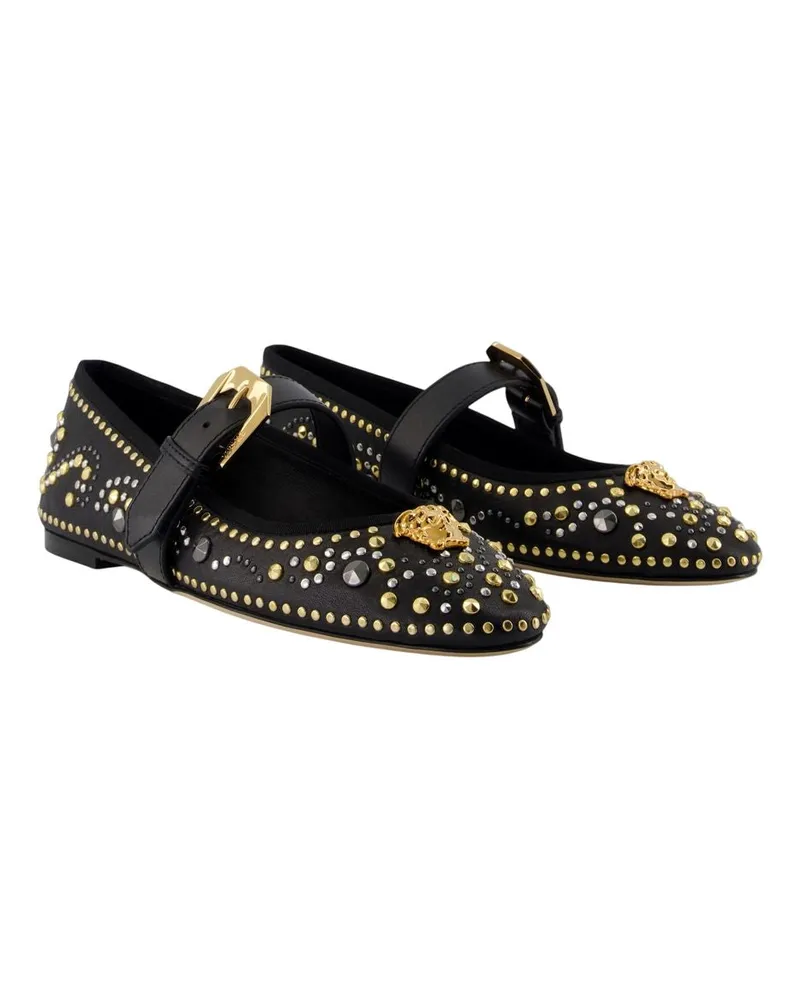 Versace Women's Ballerinas T.05 -  Leather Black Calfskin Shoes Flat-Shoes Black