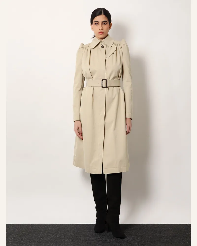 Alexander McQueen Women's Trench Coat With Puff Sleeves Beige Cotton & Raincoats Beige