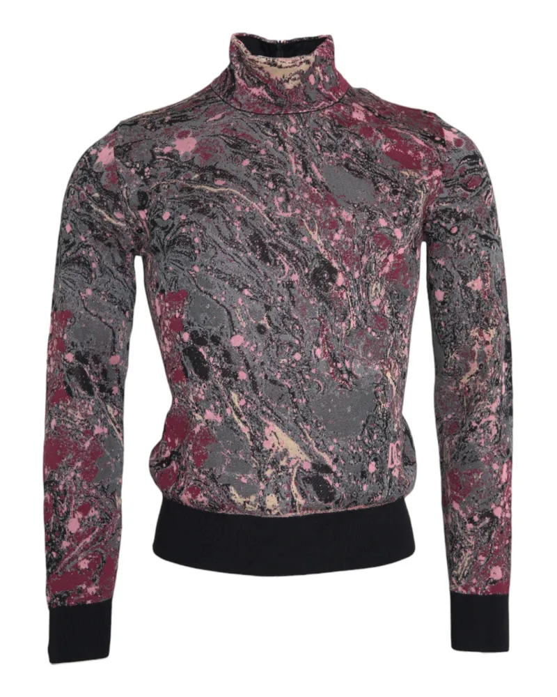 Dolce & Gabbana Multicolor Graphic Turtle Neck Men Sweater Silk Viscose Polyester Clothing Multicolor
