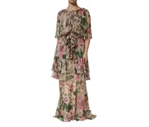 Floral Silk Layered Maxi Dress — Multicolor