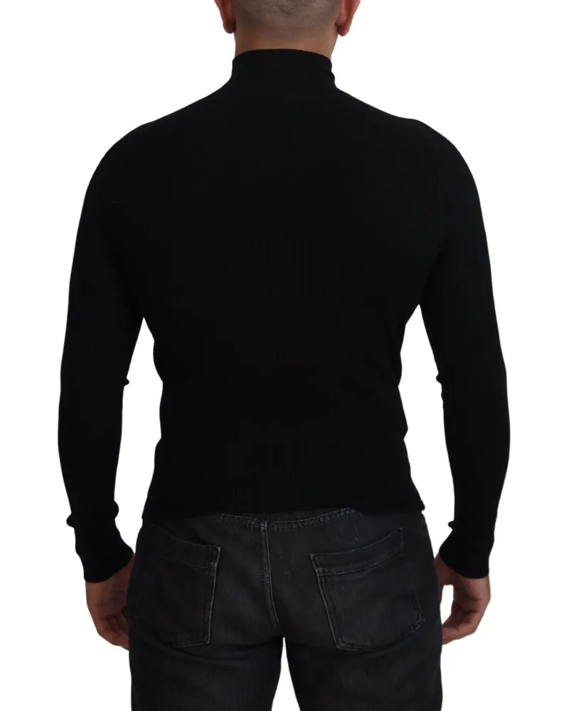 Dolce & Gabbana Men's Half-Zip Turtleneck Wool Black Black
