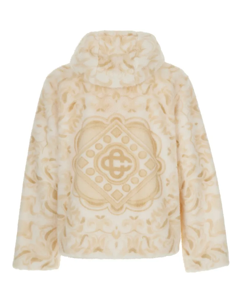 Casablanca Paris Faux Fur Jacquard Down Jacket — Beige Beige