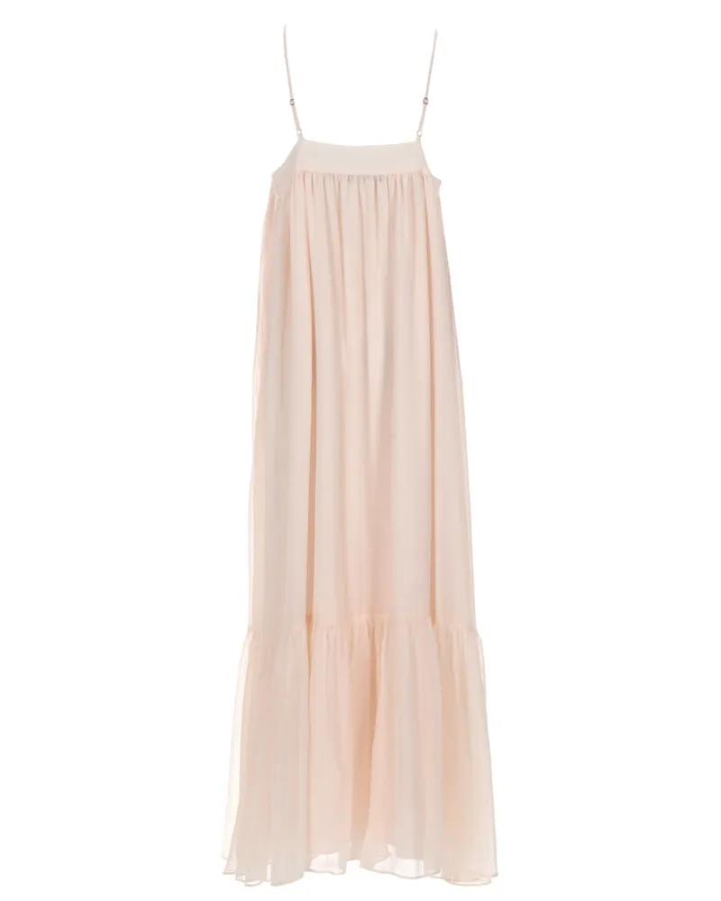 ROTATE Birger Christensen Chiffon Midi Dress — Pink Pink