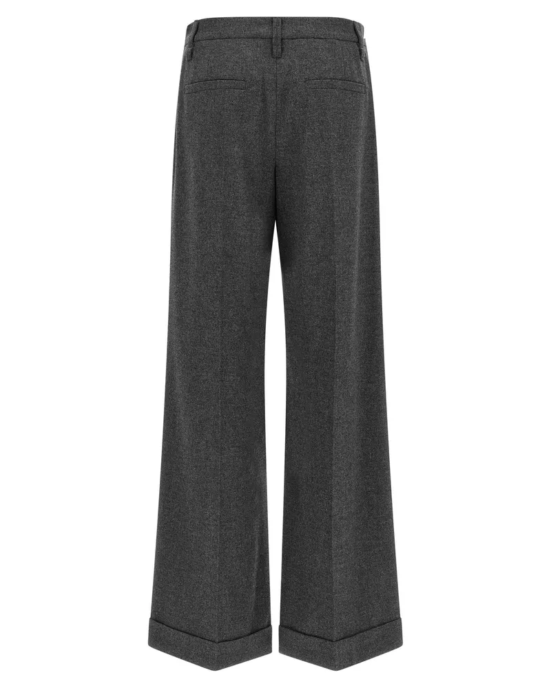 Brunello Cucinelli Women's Gray Virgin Wool Casual Pants Gray