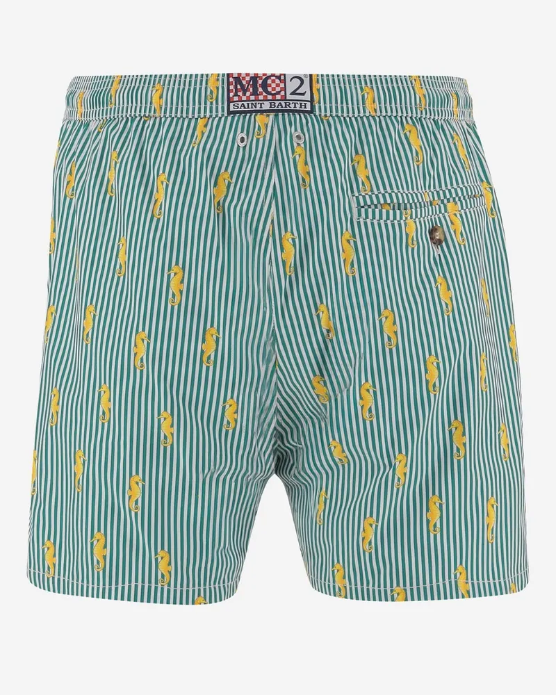MC2 Saint Barth Men's Swim Shorts Nylon Green Polyester Beachwear Sea Clothing Green