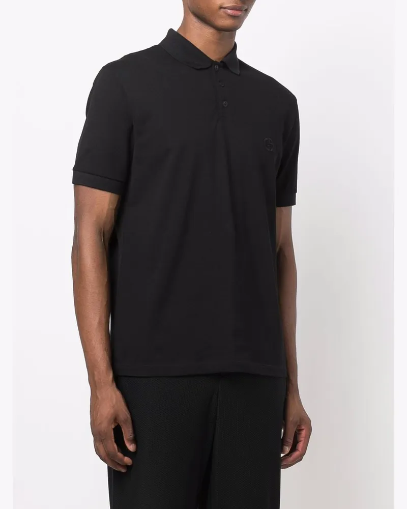 Giorgio Armani Cotton-Blend Piqué Polo Shirt — Black Black