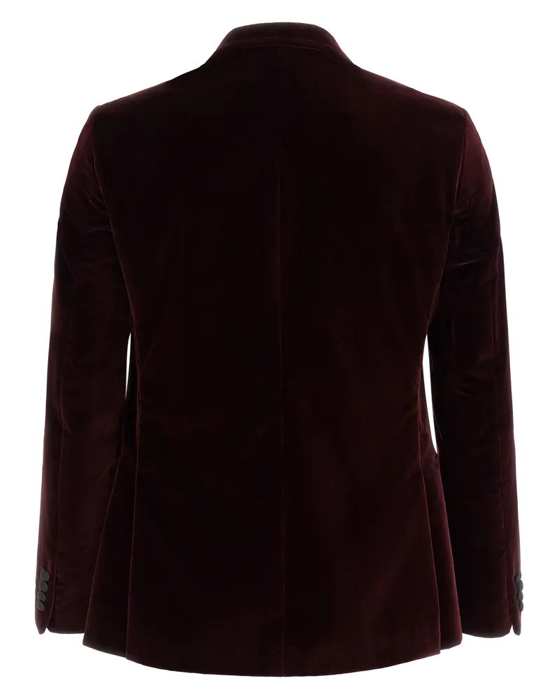 Pal Zileri Men's Bordeaux Cotton Blazer Clothing Burgundy