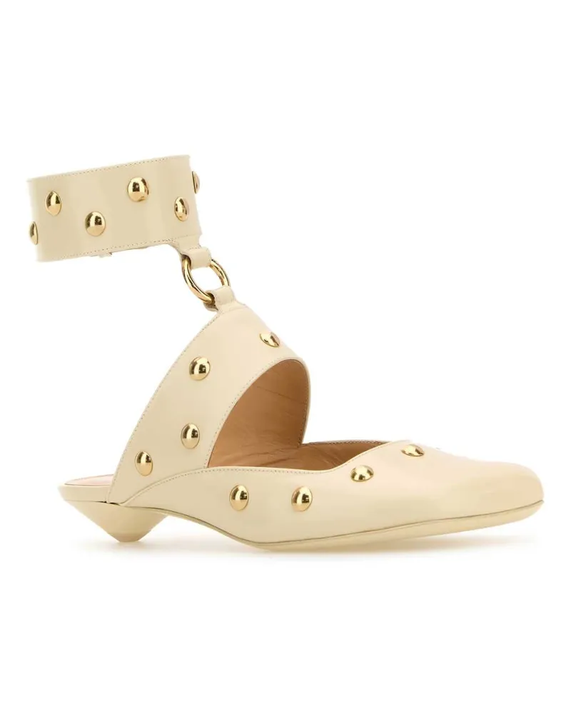 Chloé Women's Ivory Leather Jade Sabot Eggshell Scarpe Con Tacco High Heel Shoes Beige
