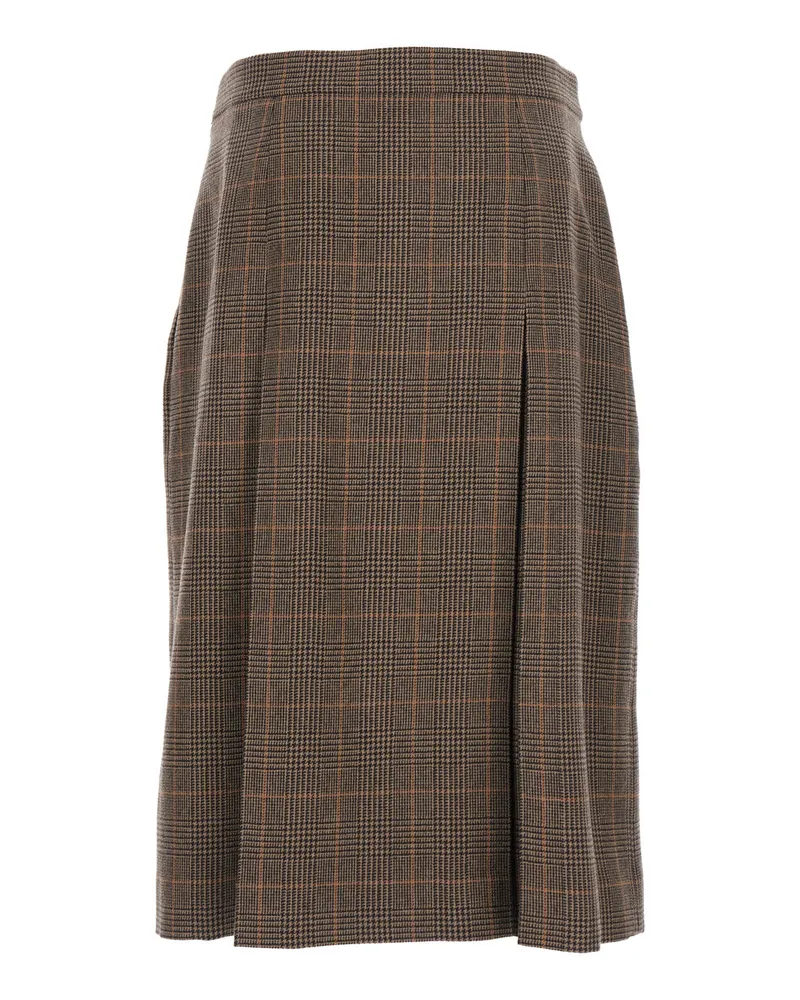 Saint Laurent Check Wool Skirt — Gray Gray